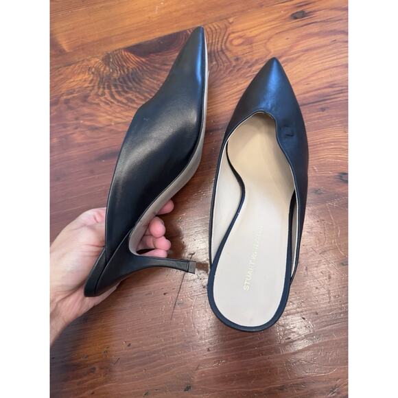 STUART WEITZMAN LEATHER LULA POINTED TOE PUMP IN BLACK 10 B MULE - Picture 11 of 16
